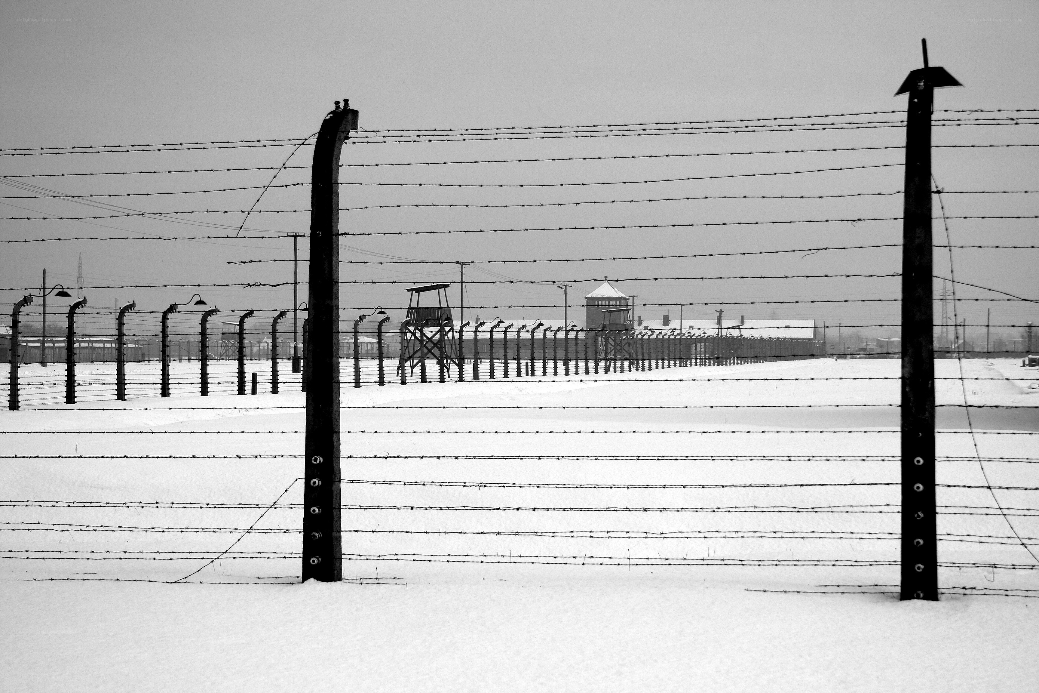 Auschwitz concentration camp in winter
