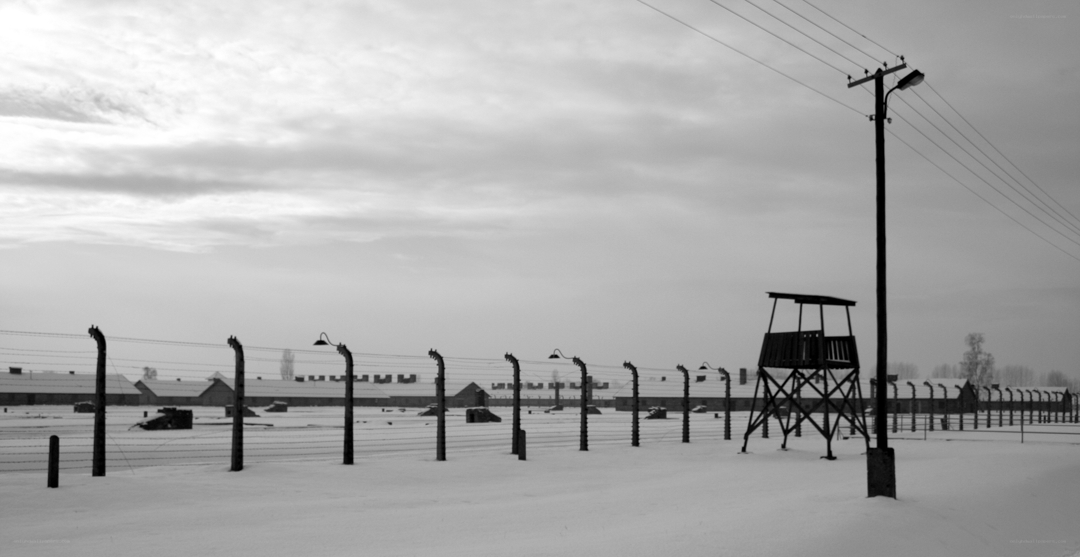 Auschwitz concentration camp in winter