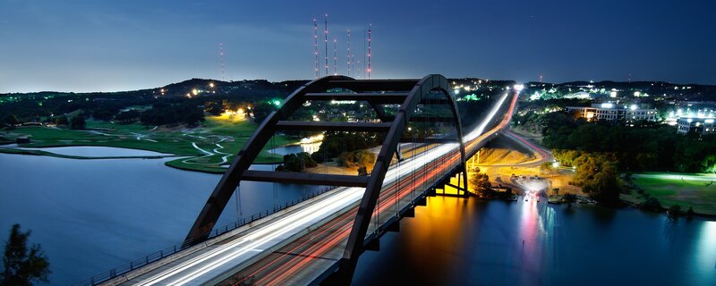 Austin bridge at night
