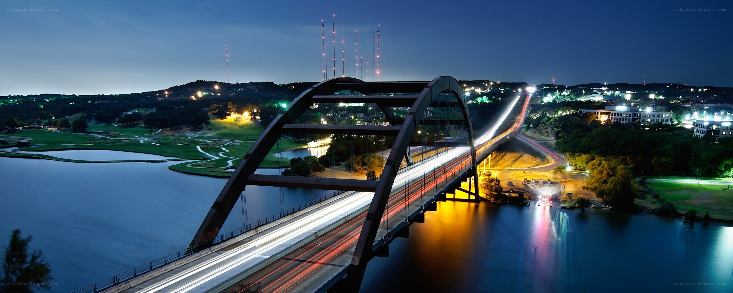 Austin bridge at night