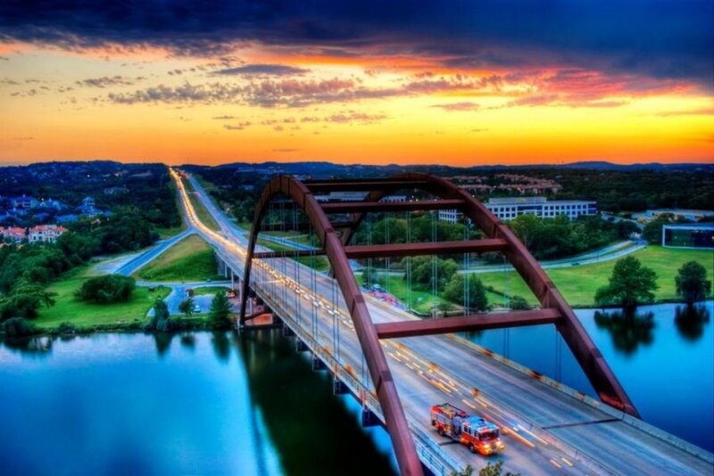 Austin Bridge at Sunset — Orange