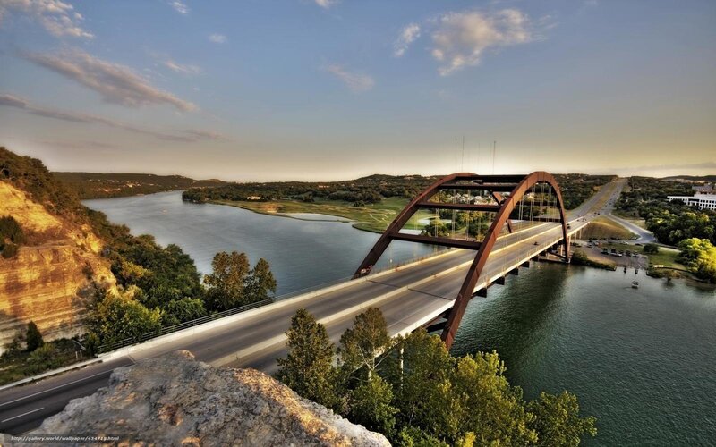 Austin Bridge over River — Blue