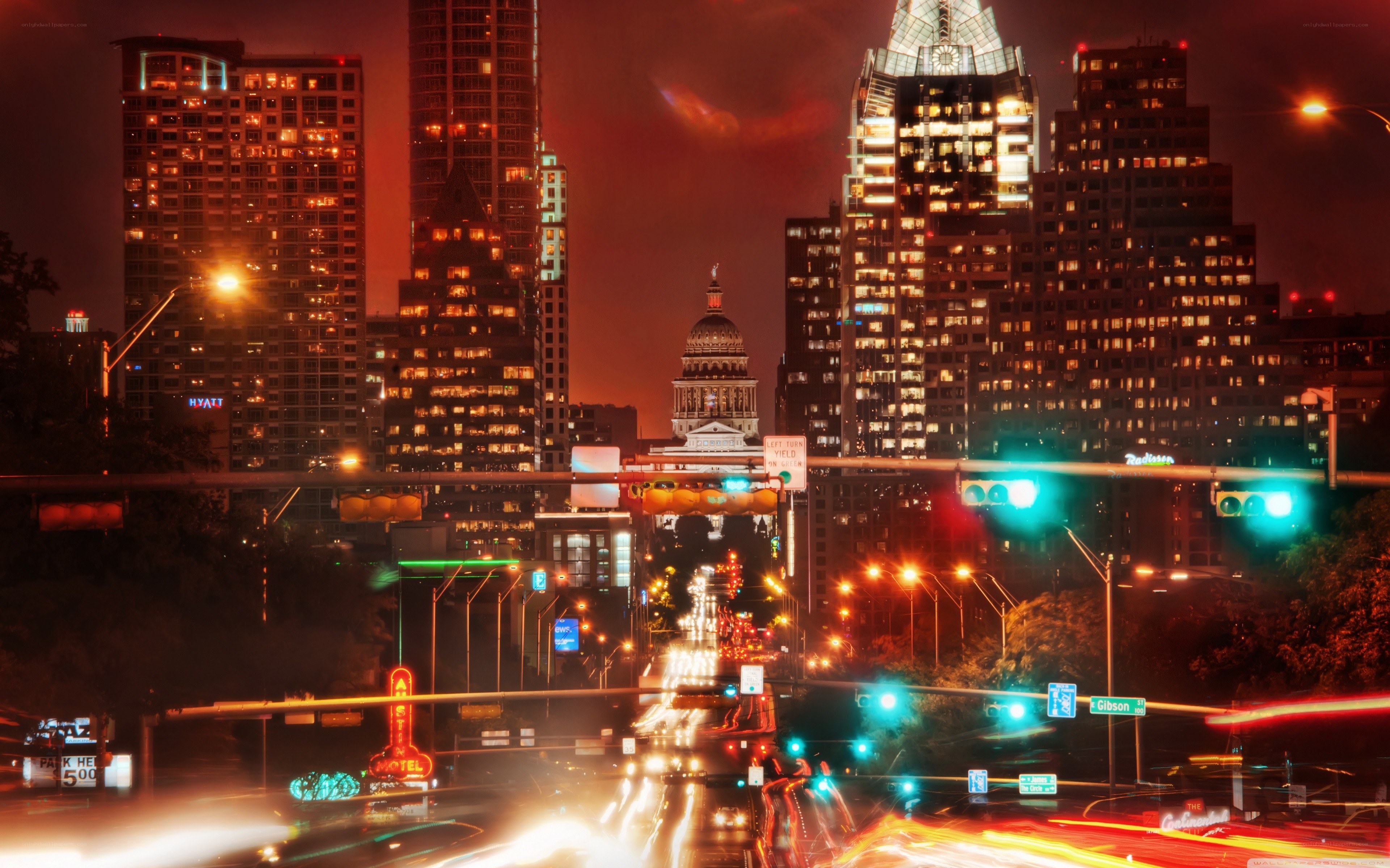 Austin city skyline at night