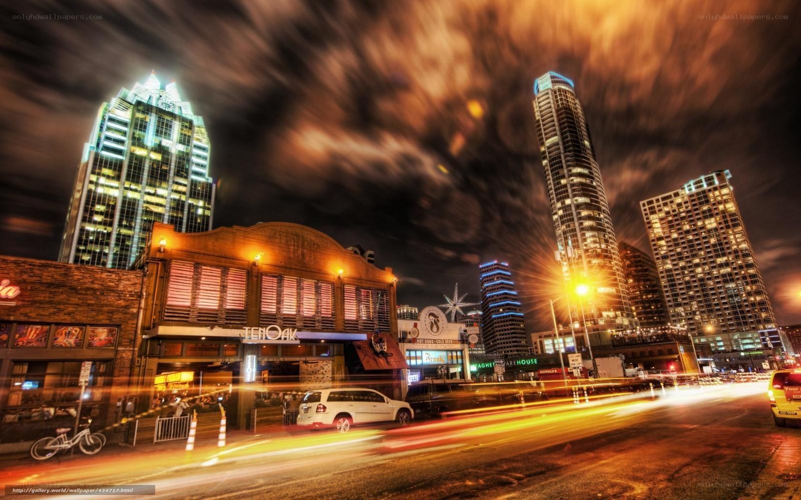 Austin night skyline with traffic