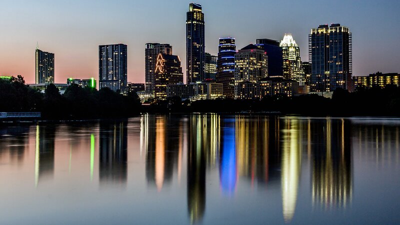 Austin Skyline at Dusk — Blue, Serene, Sunset