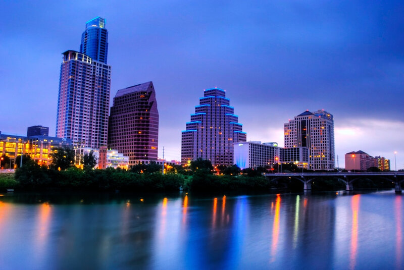 Austin Skyline at Dusk — Blue