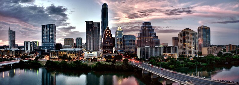 Austin Skyline at Dusk — Purple