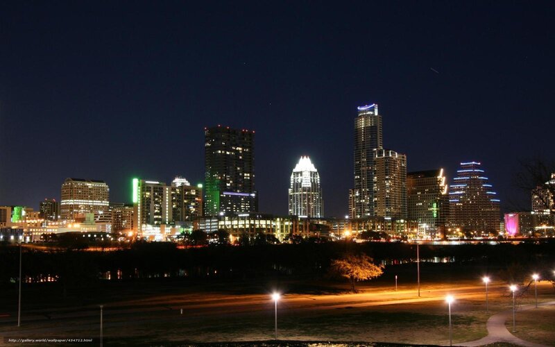 Austin Skyline at Night — Black