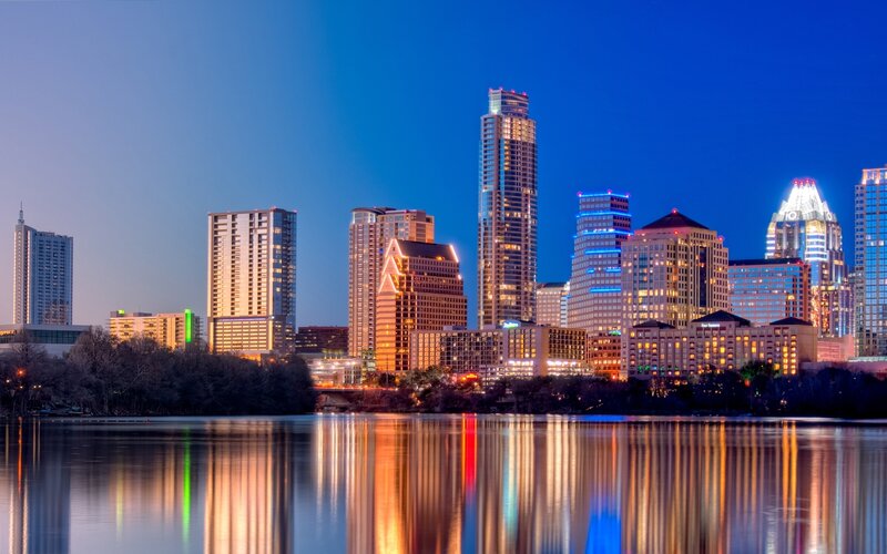 Austin Skyline at Night — Blue, Serene