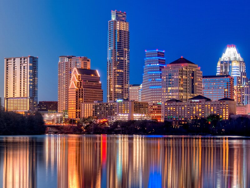 Austin Skyline at Night — Blue