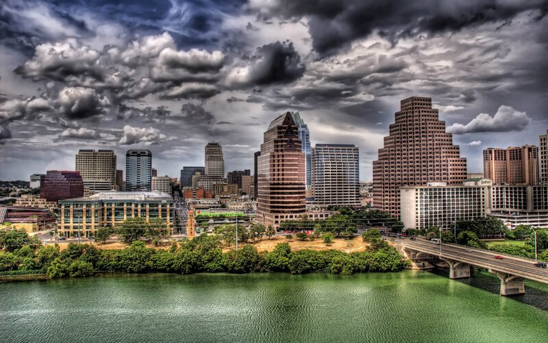 Austin Skyline — Green, Dramatic, Afternoon