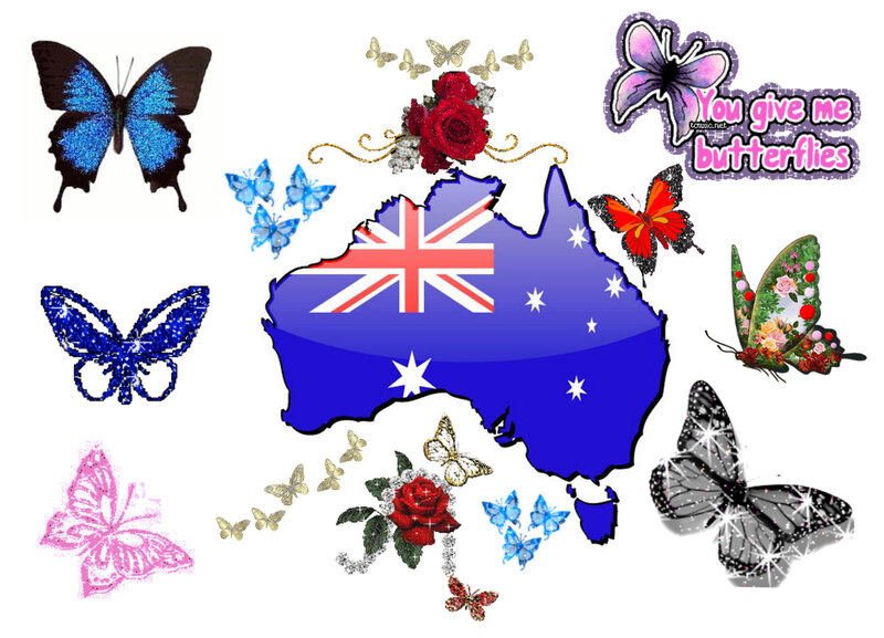 Australia Map with Butterflies