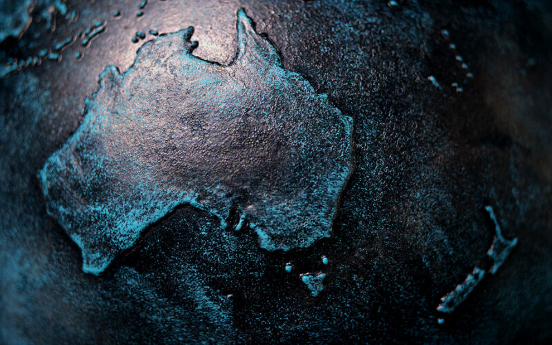 Australia on a textured globe