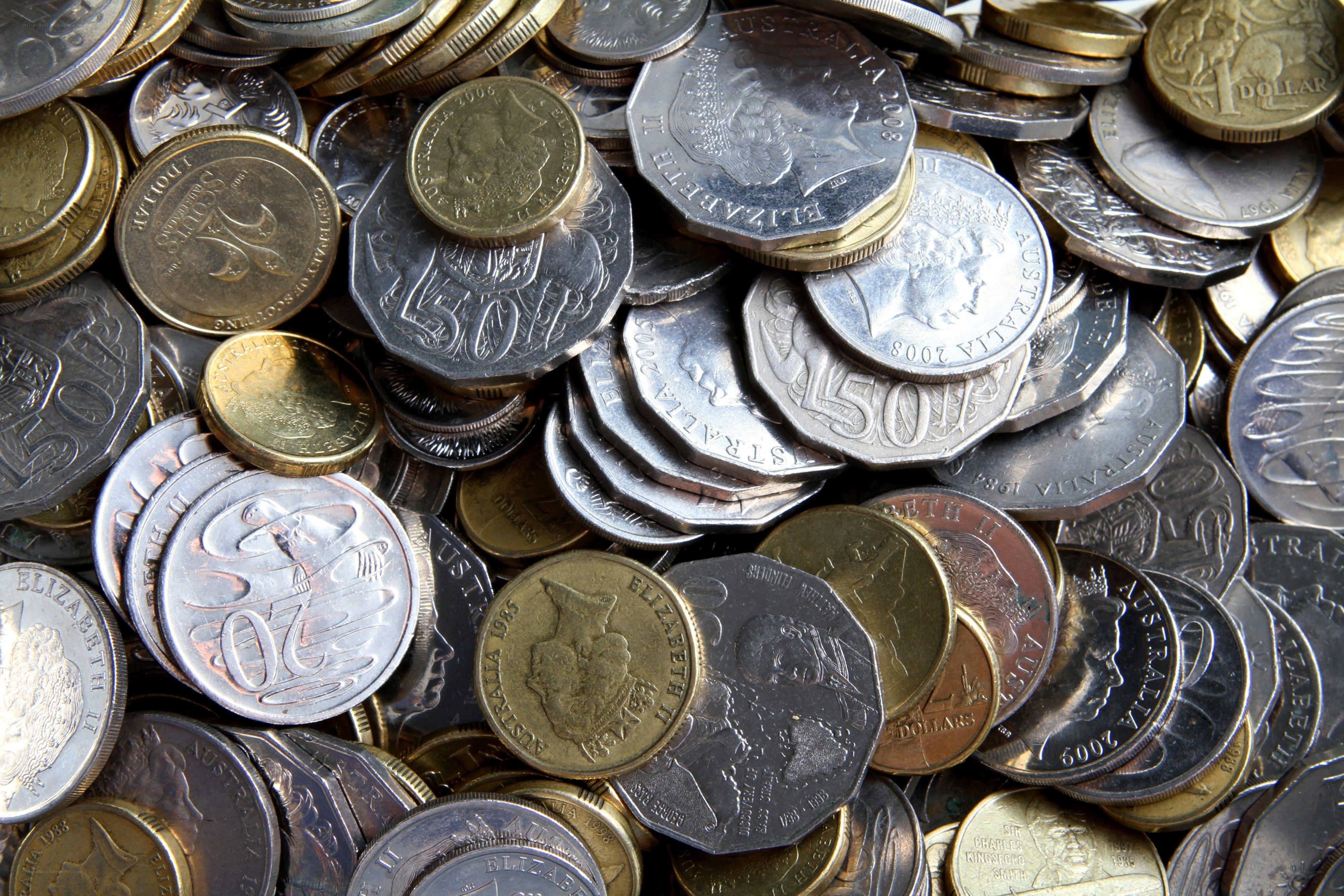 Australian coins in a pile