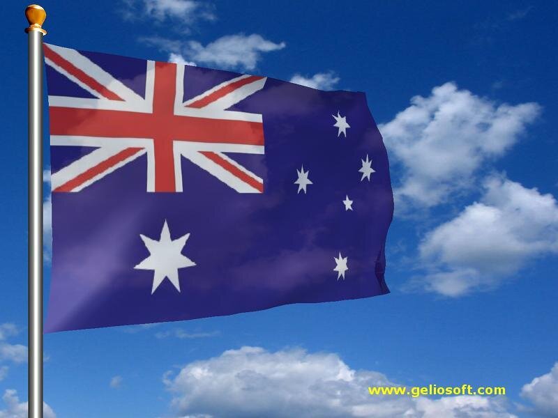 Australian flag waving in the wind