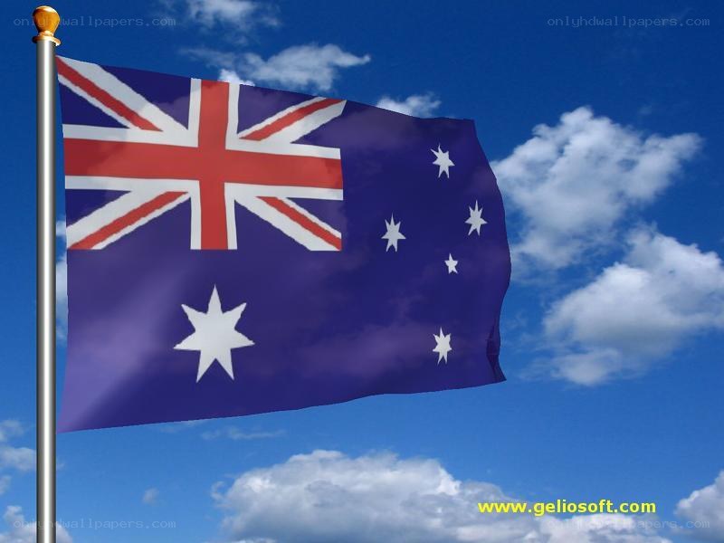 Australian flag waving in the wind