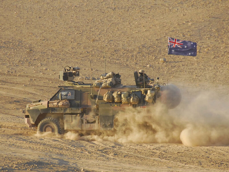 Australian military vehicle in desert
