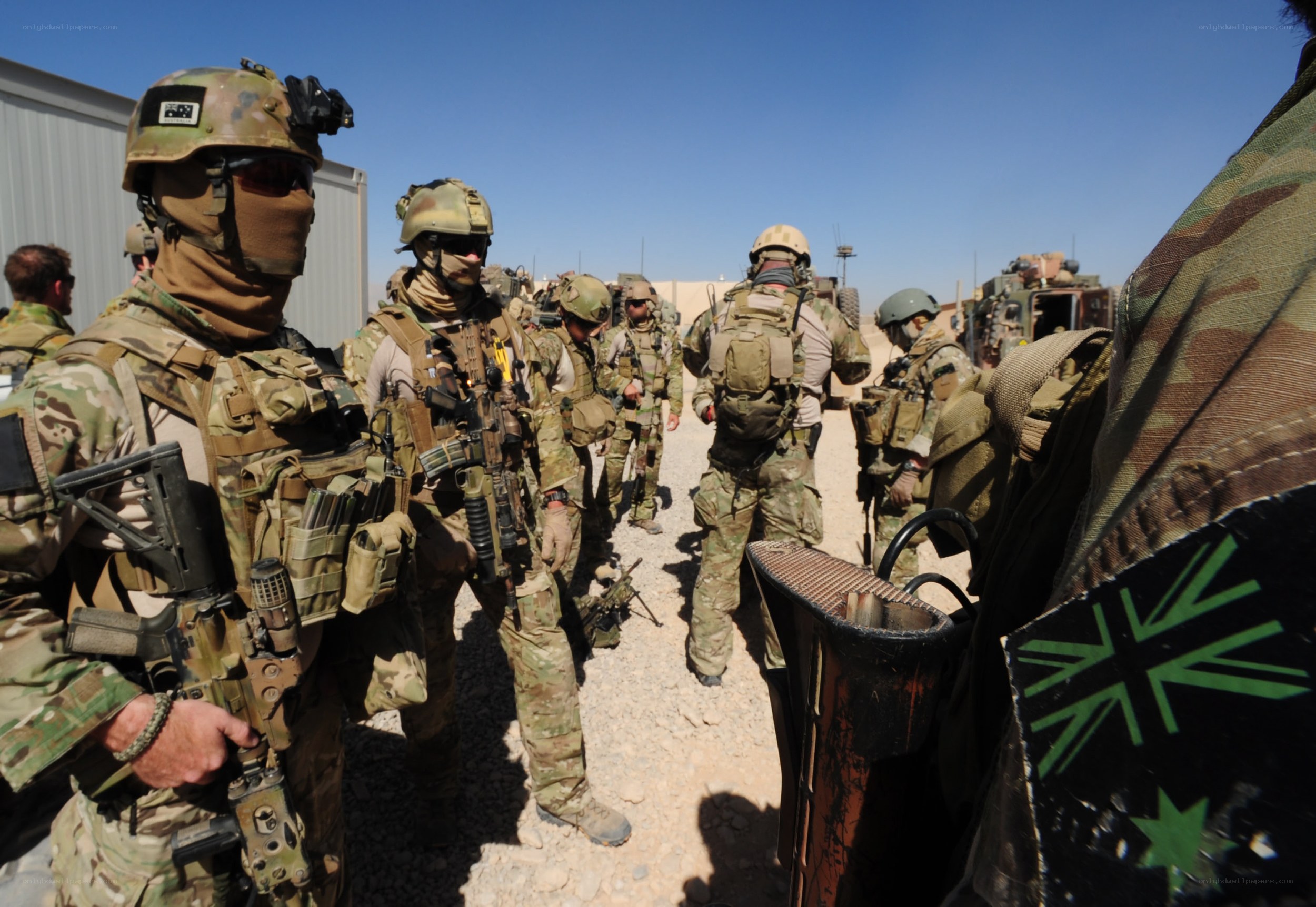 Australian soldiers in combat gear