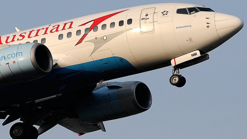 Austrian Airlines Plane — White, Dramatic