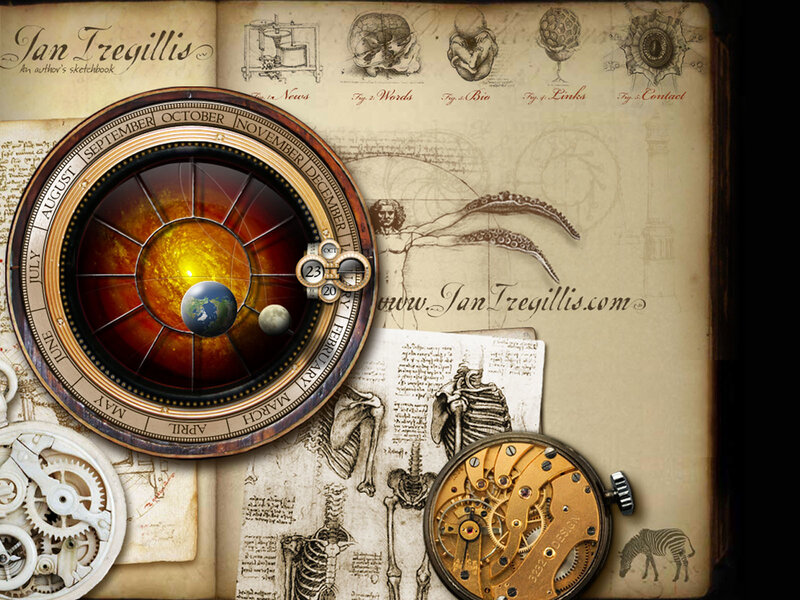 author's sketchbook with celestial clock