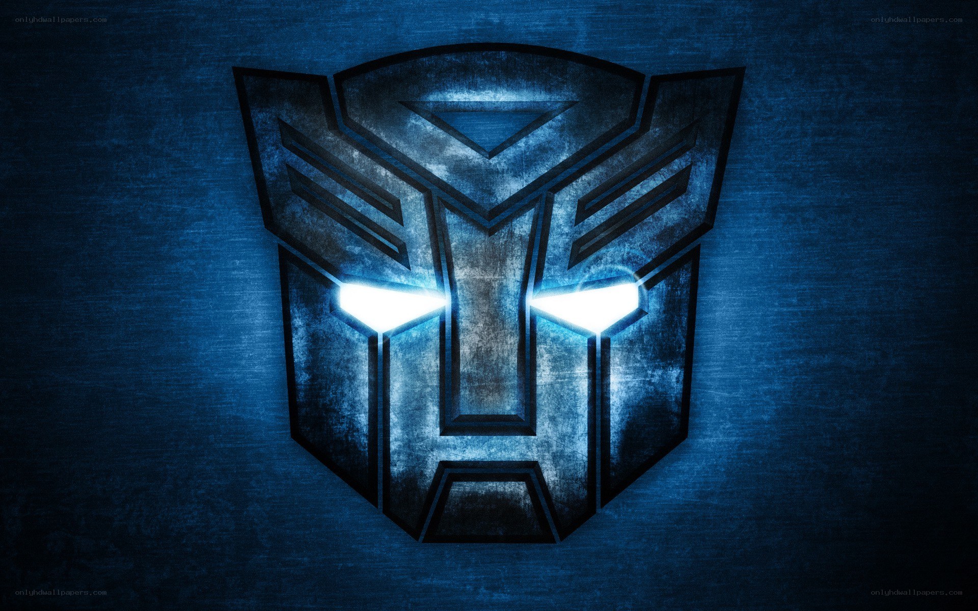 Autobots logo on blue background