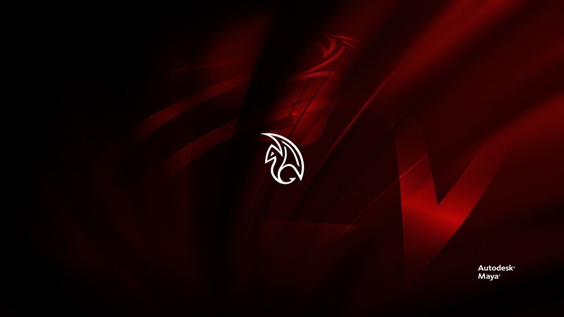 Autodesk Maya logo on red background