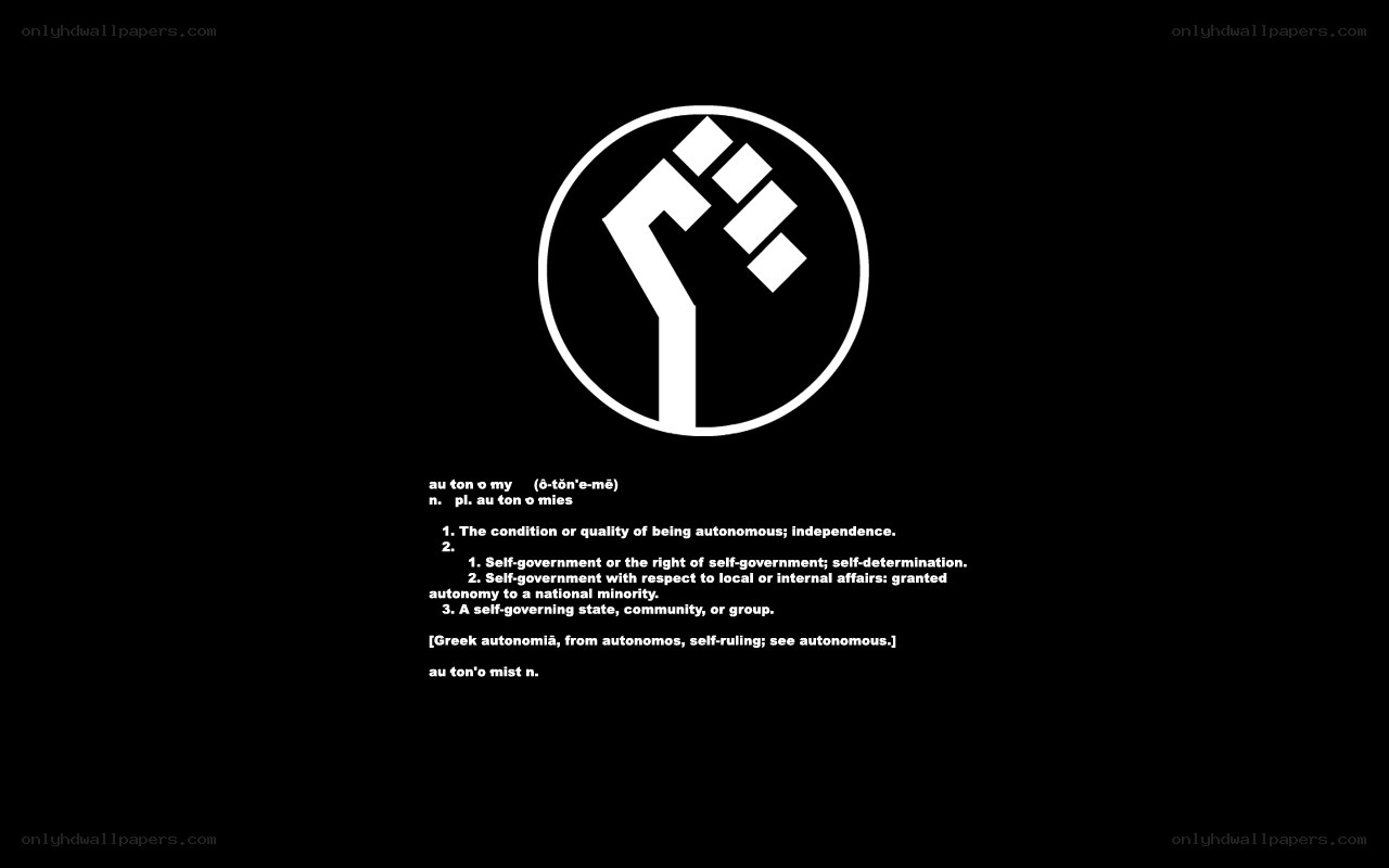Autonomy definition with fist symbol