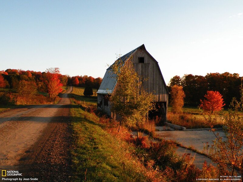 Autumn Barn at Sunset