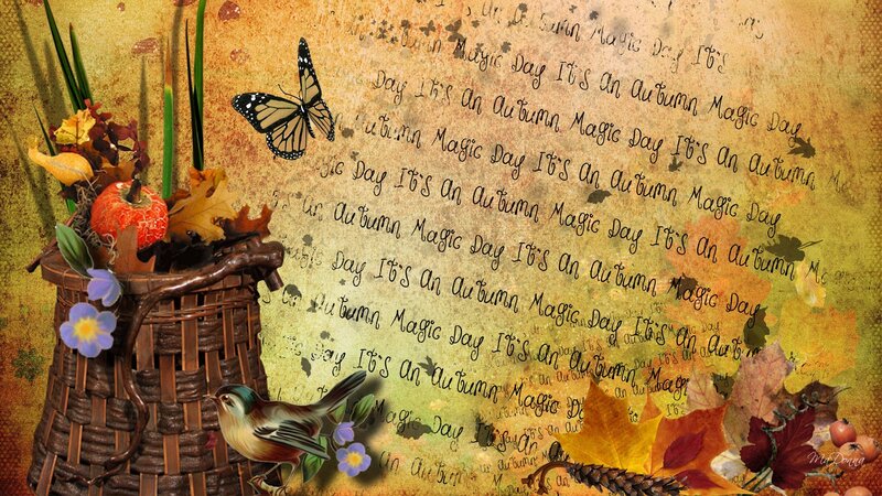 Autumn Basket with Bird