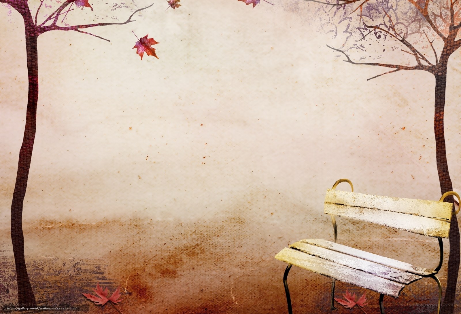 Autumn bench in park