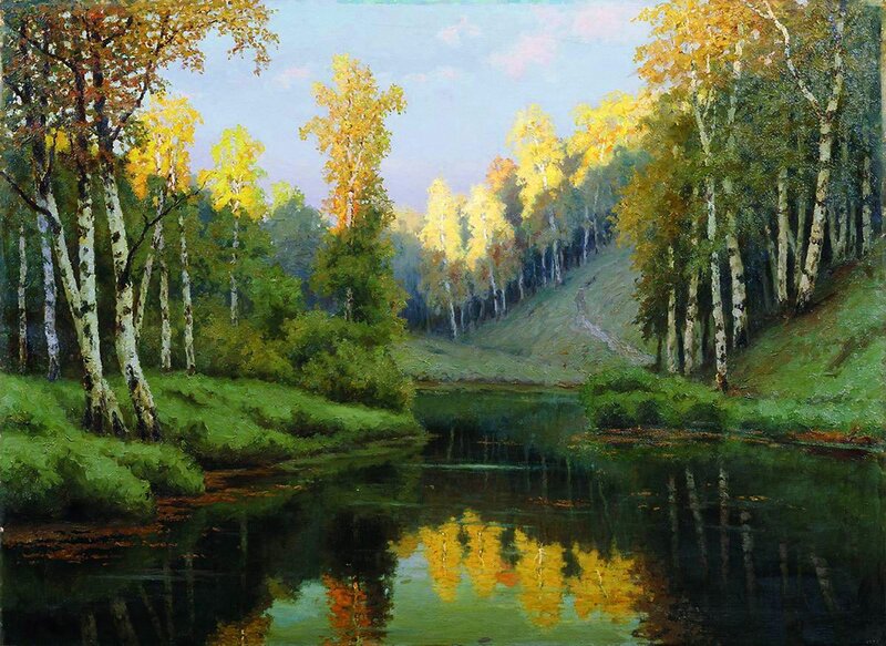 Autumn Birch Forest — Green
