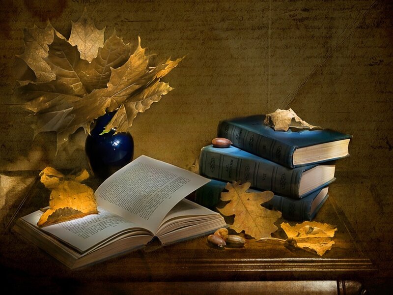 Autumn books and leaves