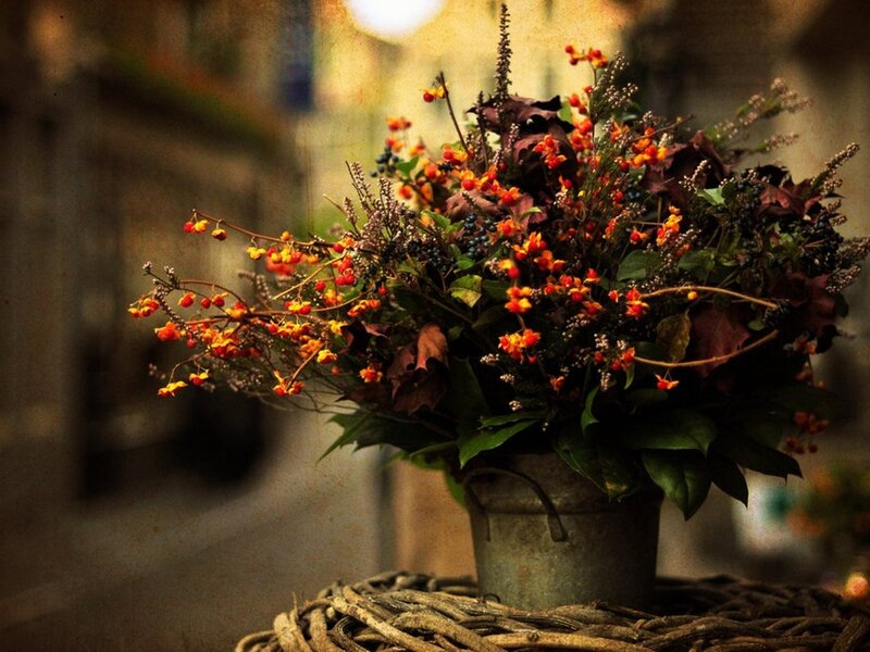 Autumn Bouquet in Metal Pot