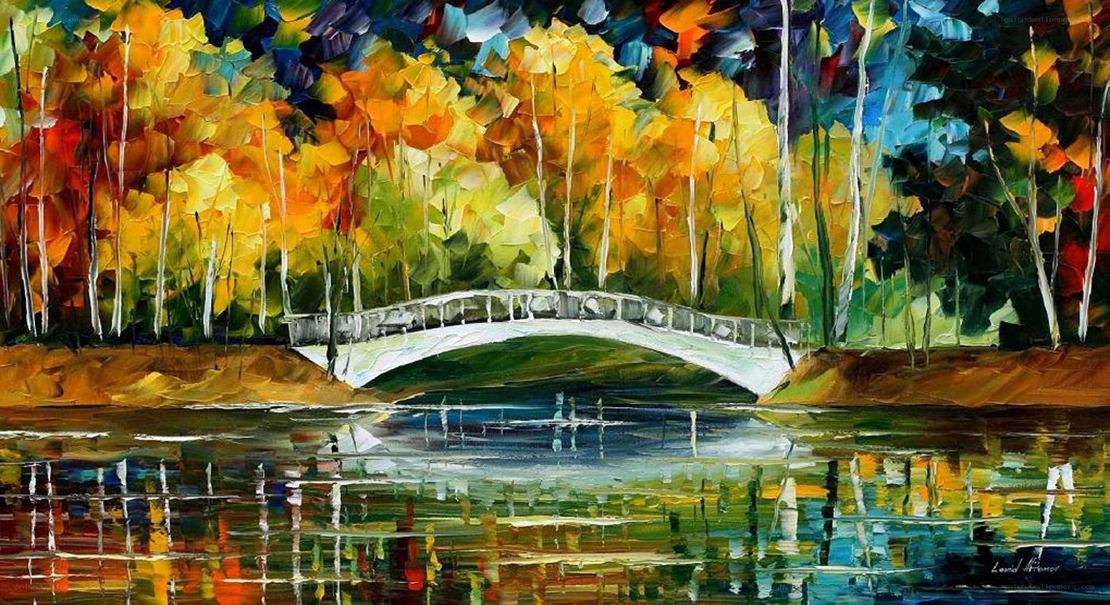 Autumn Bridge Painting