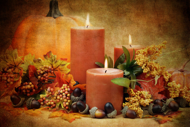 Autumn Candle Arrangement — Orange, Cozy