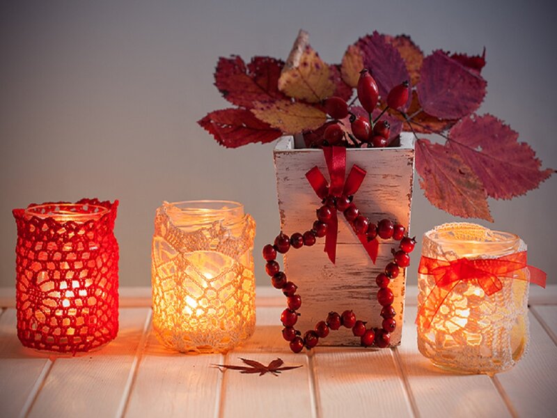 Autumn Candle Arrangement — Red