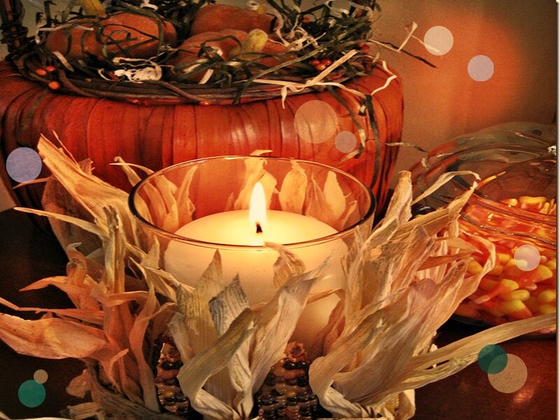 Autumn Candle Centerpiece — Orange