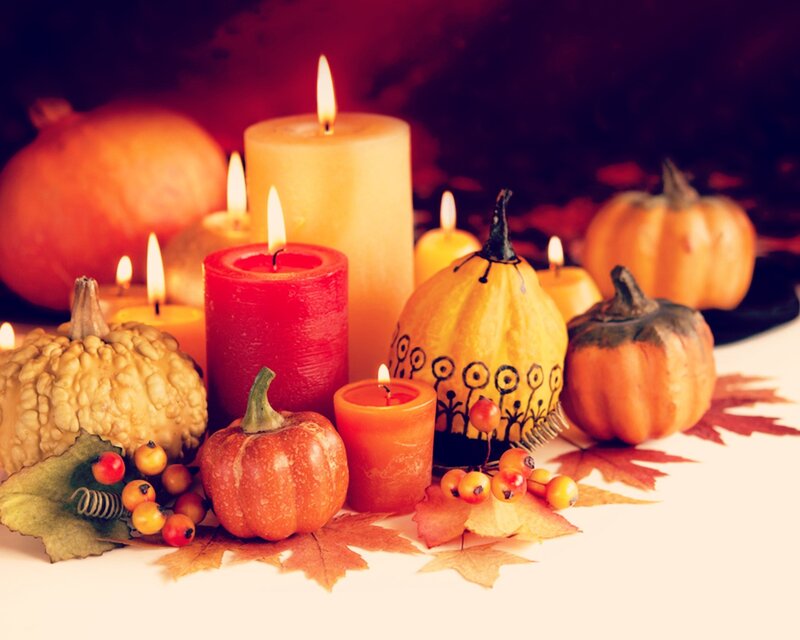 Autumn Candles and Pumpkins