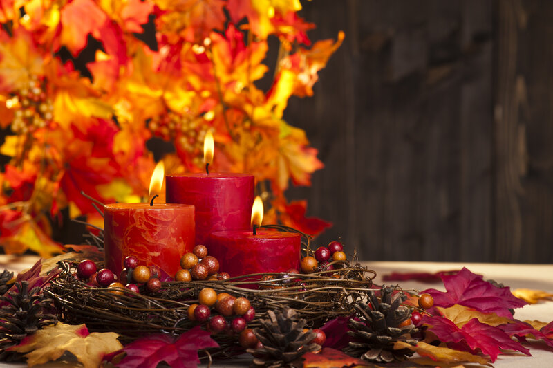 Autumn Candles in Wreath