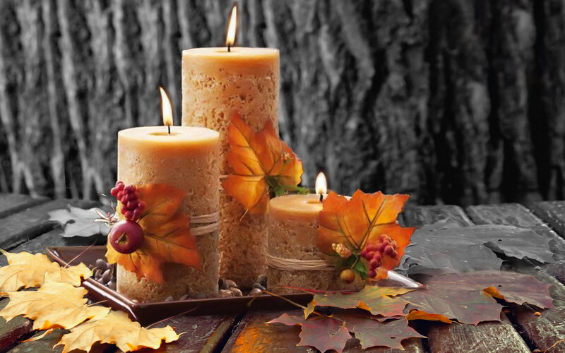 Autumn Candles on Table