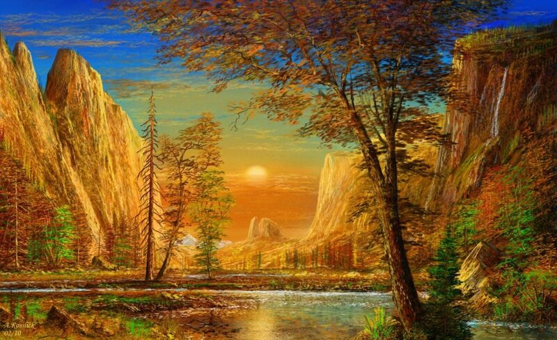Autumn Canyon Landscape — Orange, Serene, Sunset
