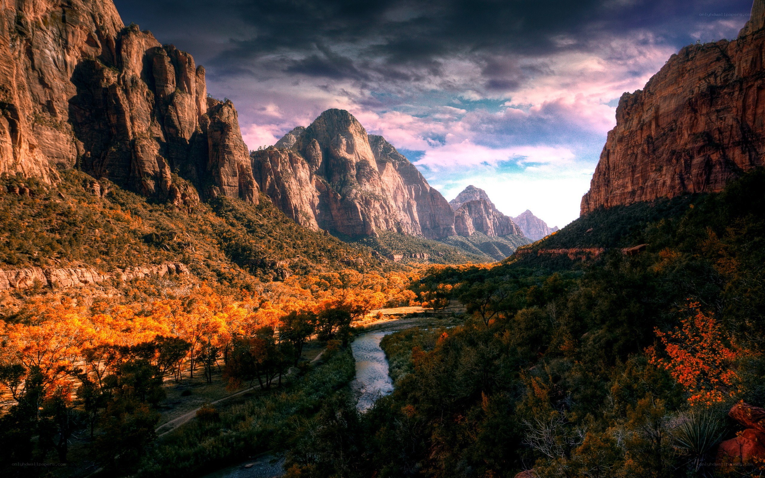 autumn canyon with river