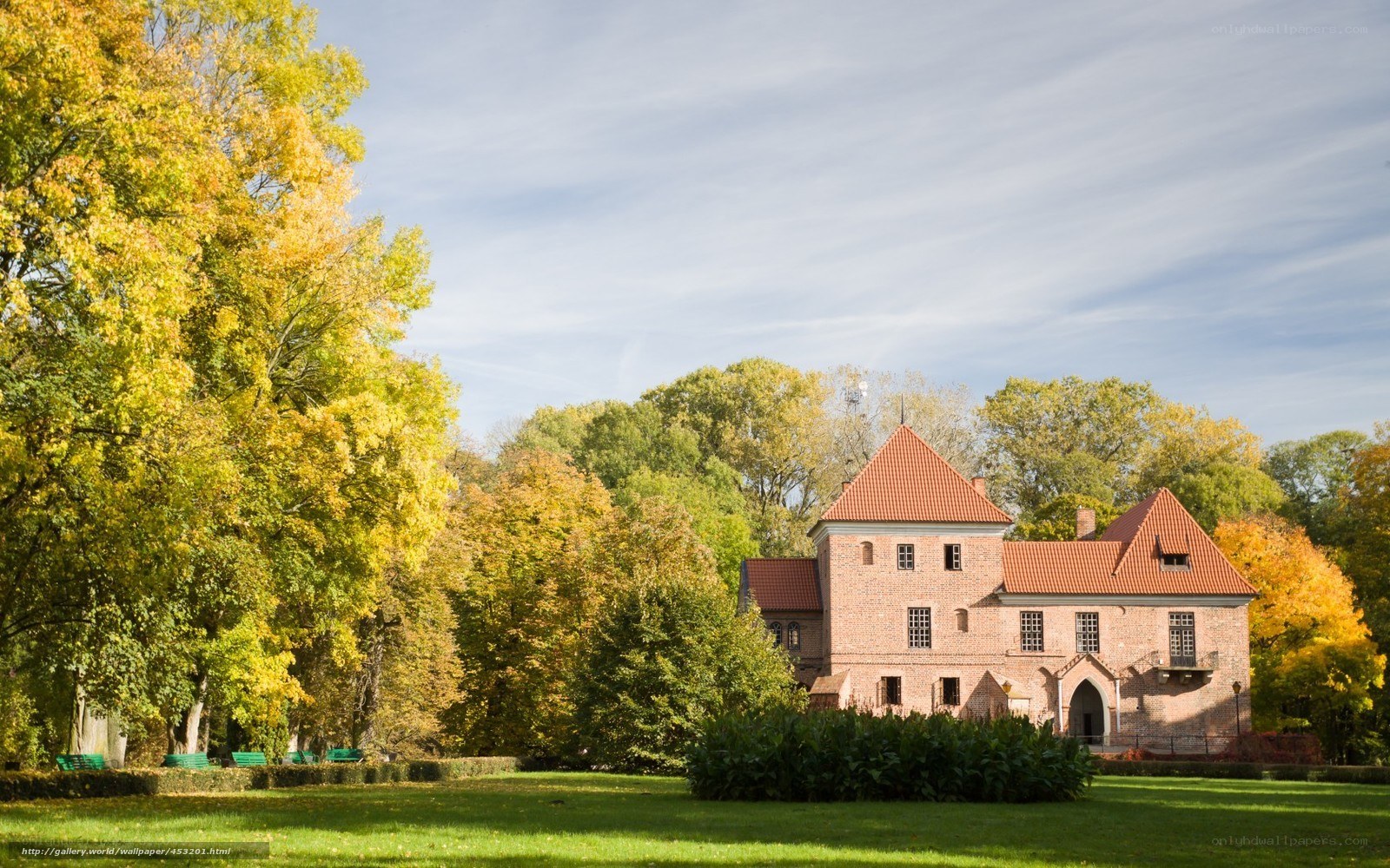 Autumn castle in a park