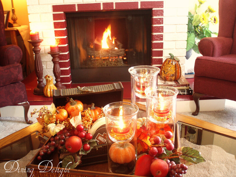 Autumn Centerpiece on Table — Red