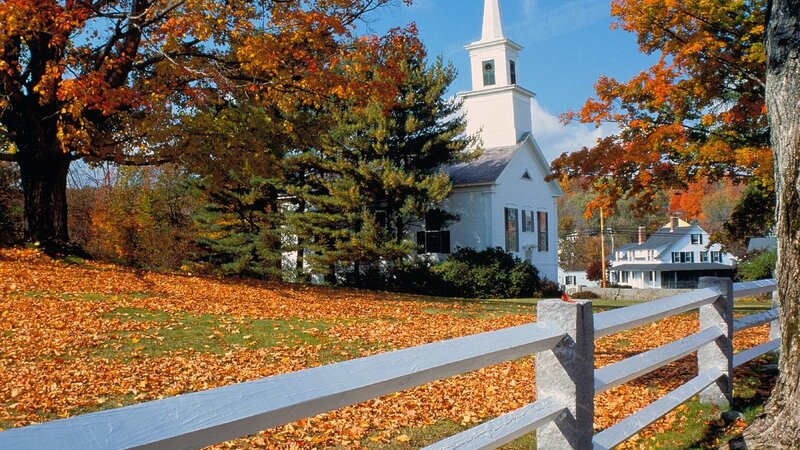 Autumn church in New England