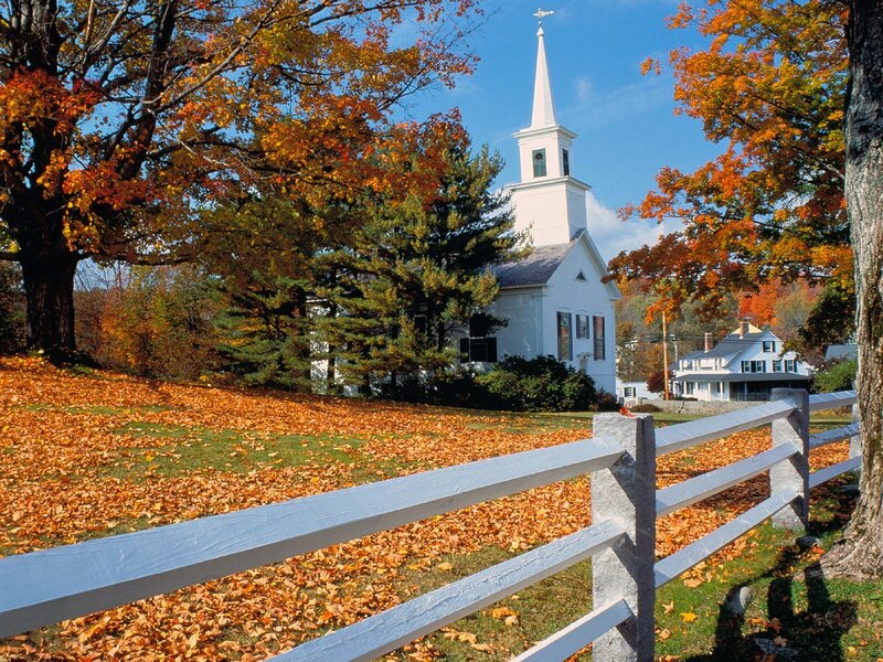 Autumn church in New England