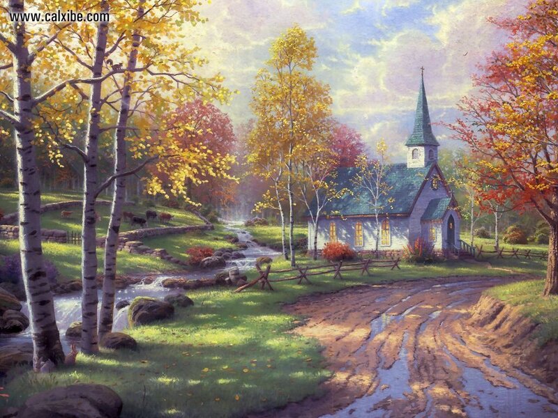 Autumn church landscape