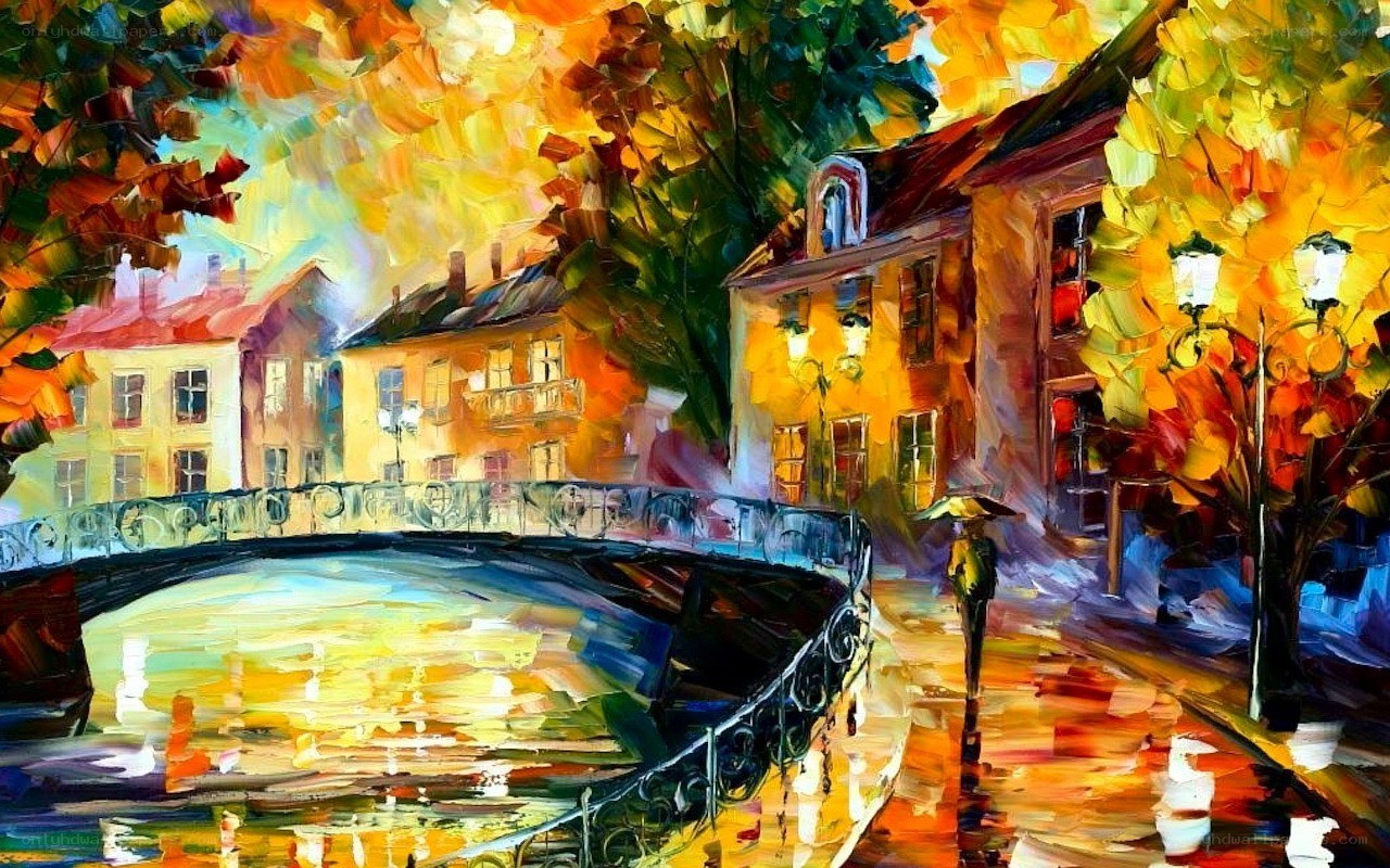 Autumn cityscape with canal