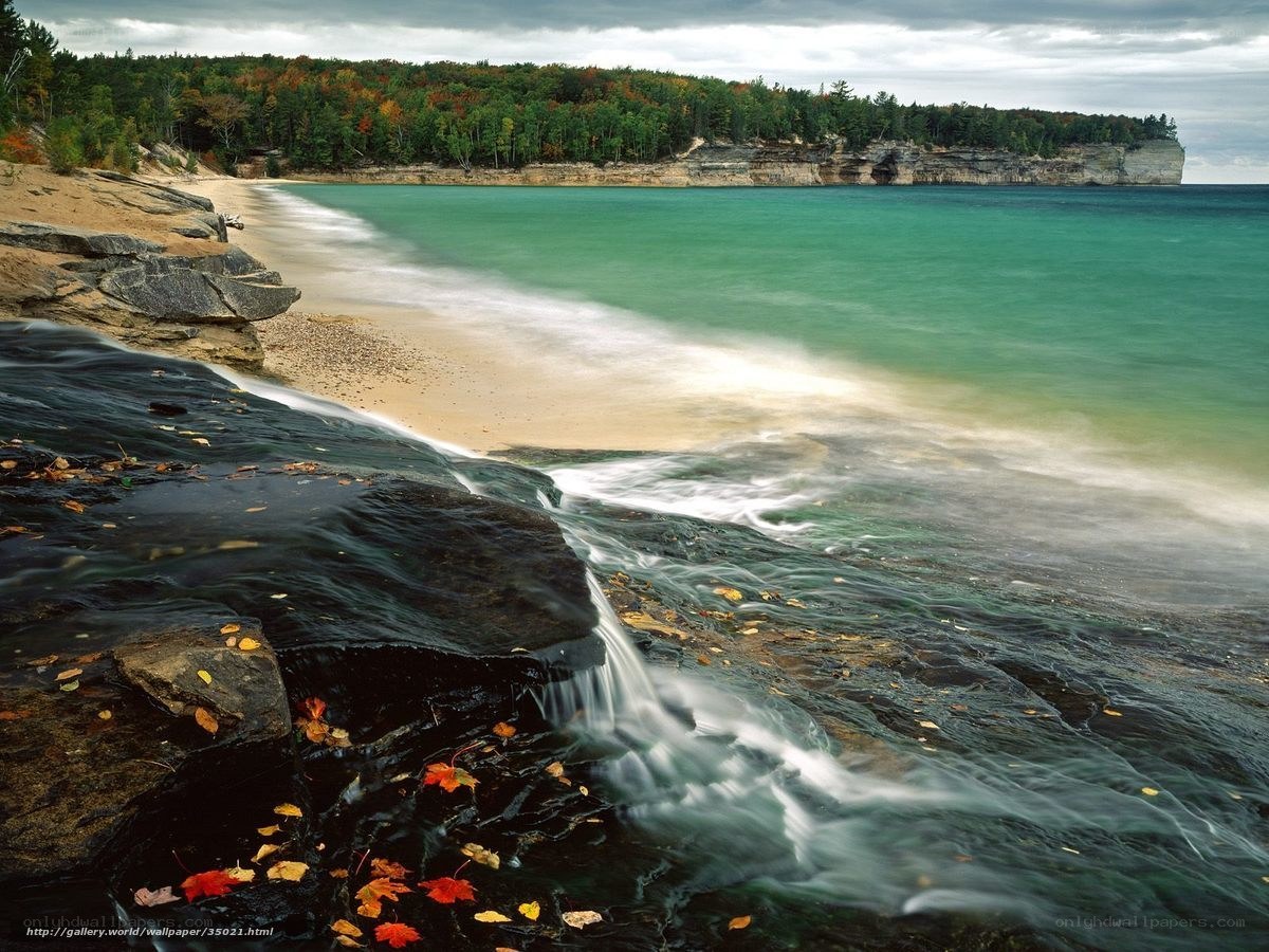autumn coastal waterfall