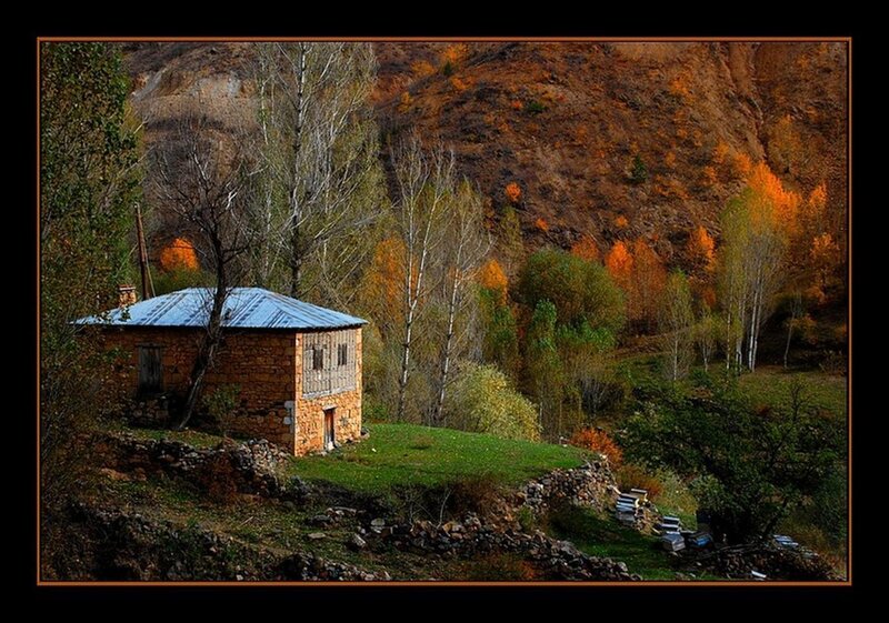 Autumn cottage in the mountains
